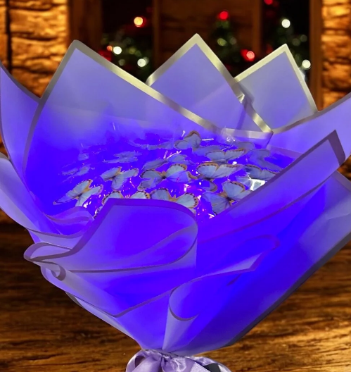 Kelebek Buketi Mor Altın - Sevgililer Günü Özel